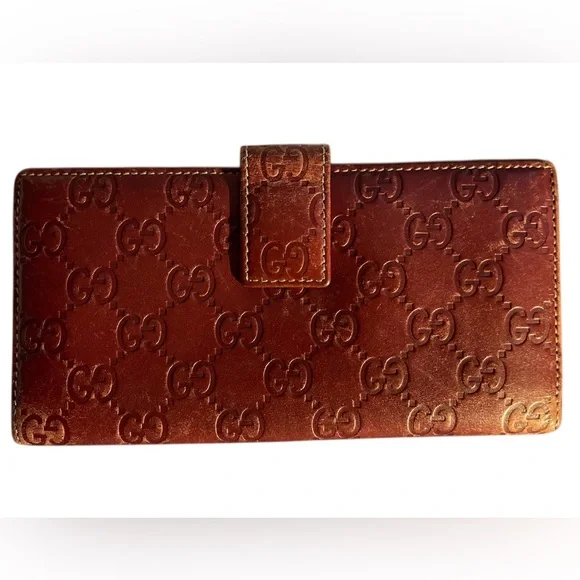 Authentic Gucci - Guccissima Maroon/Brick double snap long leather wallet - Picture 4 of 11